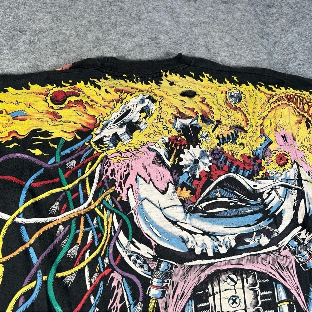 Vintage Liquid Blue Shirt Mens XL Black 90s Overload Rare Wolverine X-Men AOP - Picture 11 of 12